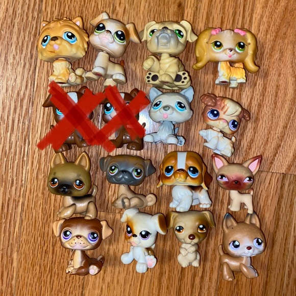 Littlest Pet Shop Dogs All With Red Magnet
